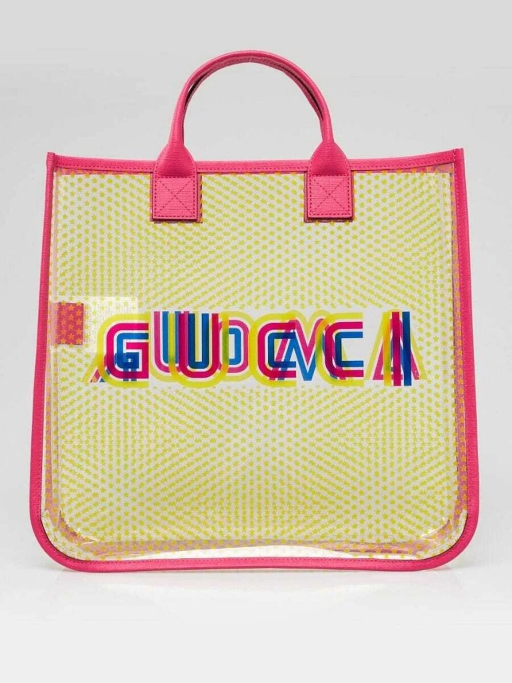 Gucci Pink/Yellow Star Vinyl and Leather GUCCI AMOUR Kids Tote Bag